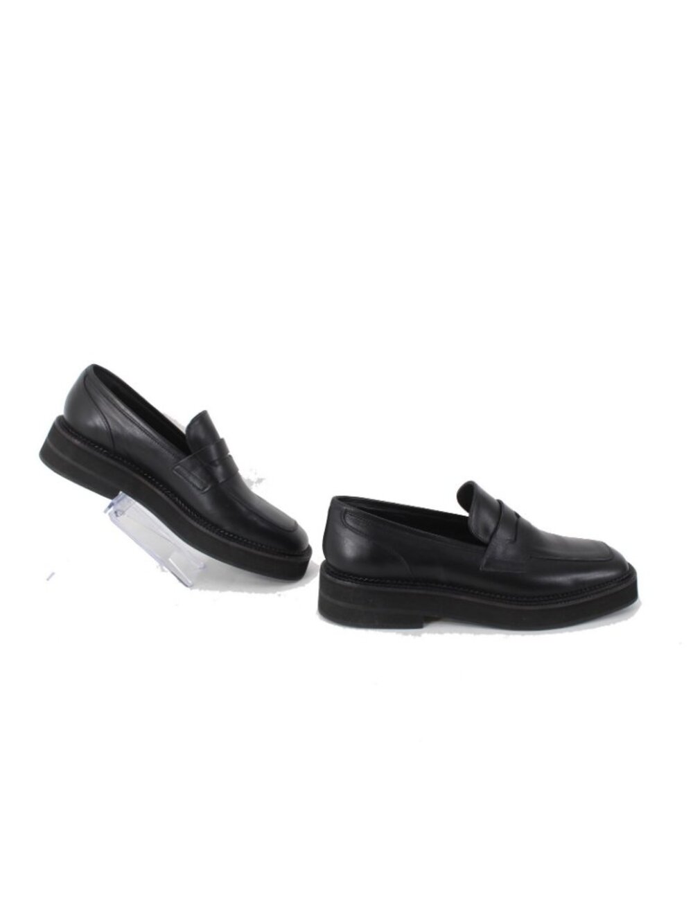 Maguire Flats Sz 40 Black Slip On Squared Moc Toe Leather 1.5" Loafer Flat - Picture 5 of 8